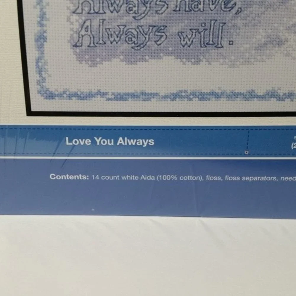 Cross Stitch Kit Love Birds Love You Always Blue